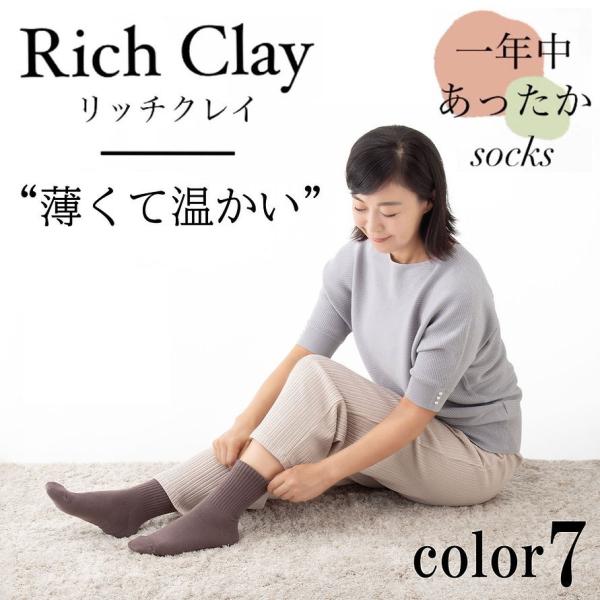 リッチクレイソックス  保温 靴下 くつ下 冬用 秋 冬 暖かい あったか ギフト くつした  かわ...