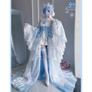 icos　 Re：ゼロから始める異世界生活　コスプレ レム　Crystal Dress　衣装　※ウィッグ　パニエ　ティアラ　追加可能
