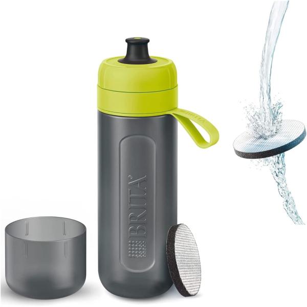 ブリタ 水筒 携帯用 浄水ボトル 600ml アクティブ ライム マイクロディスクフィルター 2個付...