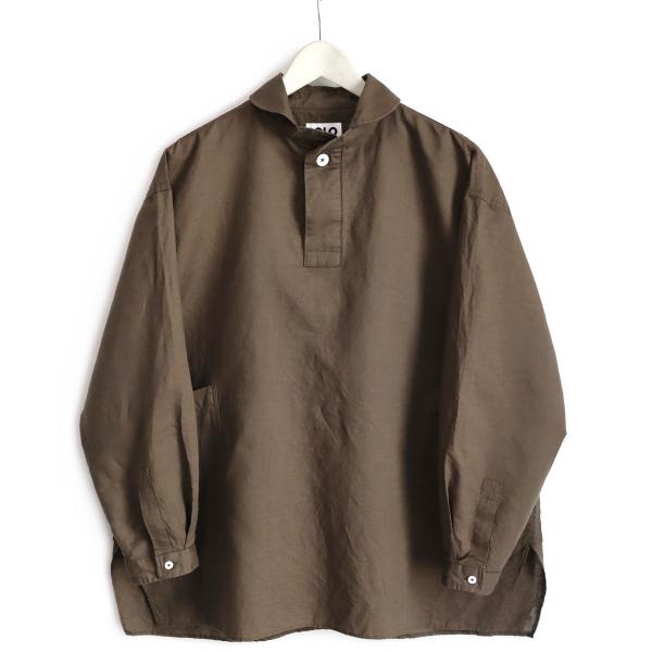 LOLO LIKE（ロロライク）綿麻 定番プルオーバー ビックシャツ（ブラウン）