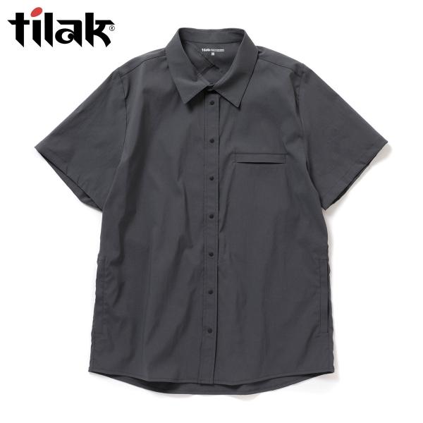 10%OFF ティラック ナイトシャツショートスリーブ グレー メンズ 半袖シャツ ストレッチ 撥水...