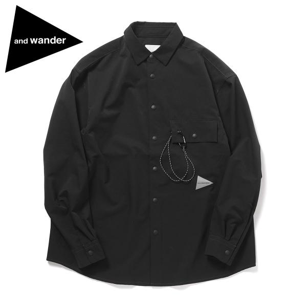 ポイント10% アンドワンダー ドライブリーザブルLSシャツ ブラック メンズ 人気 撥水 長袖シャ...
