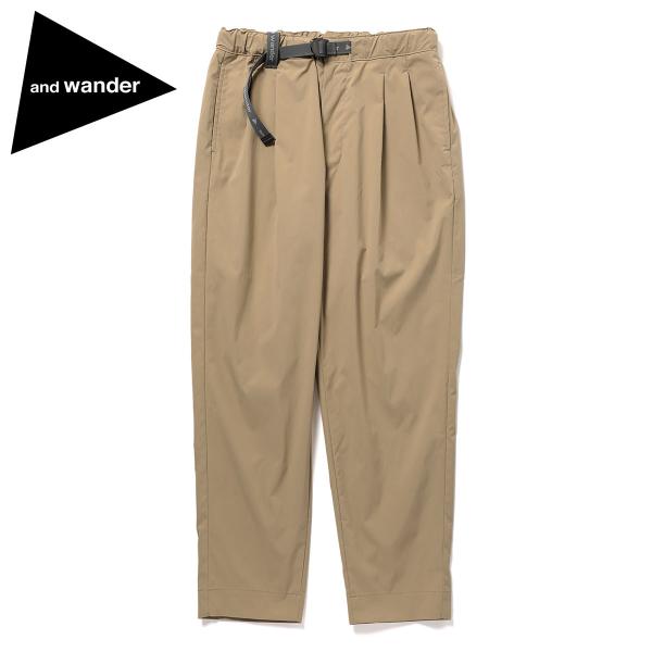 ポイント10% アンドワンダー UVカットストレッチパンツ ベージュ メンズ ストレッチ アウトドア...