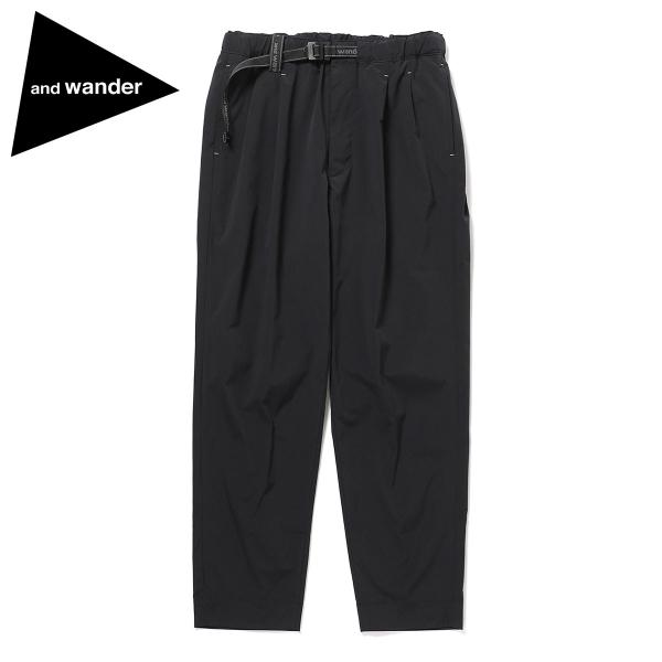 ポイント10% アンドワンダー UVカットストレッチパンツ ブラック メンズ ストレッチ アウトドア...