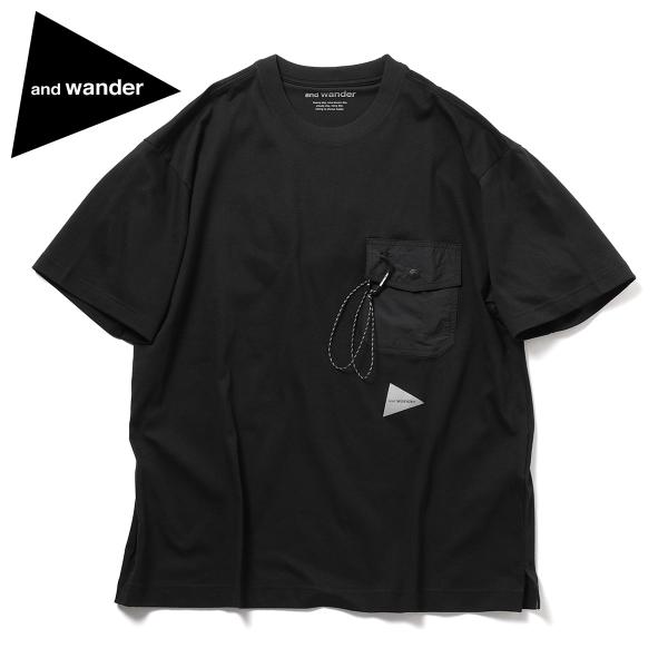 ポイント10% アンドワンダー ポケットＴ メンズ アウトドア Tシャツ シンプル ロゴ 人気 an...