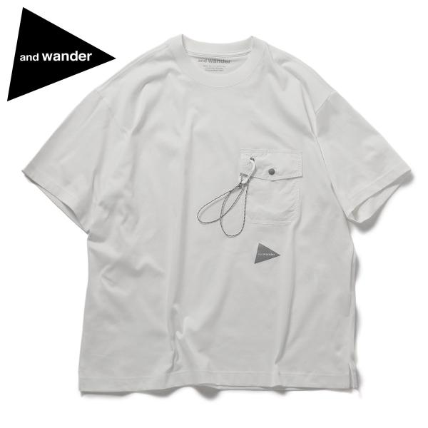 ポイント10% アンドワンダー ポケットＴ メンズ アウトドア Tシャツ ロゴ シンプル 人気 an...
