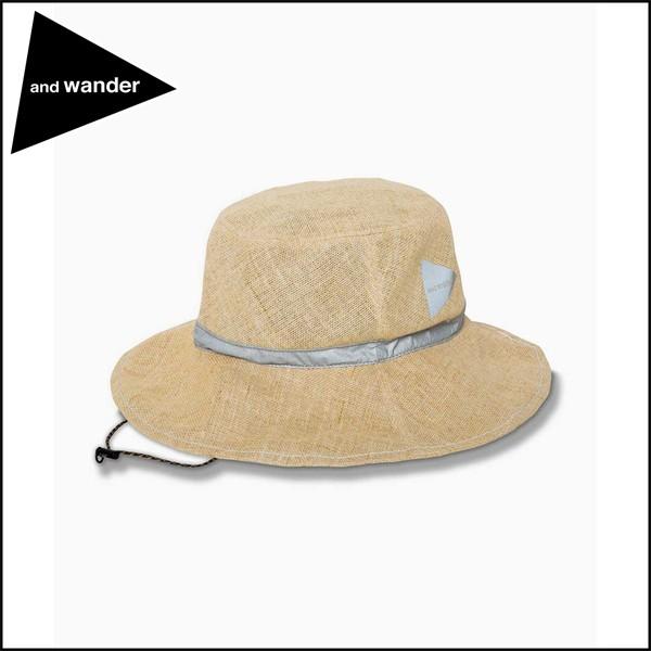 ポイント10% アンドワンダー ペーパークロスハット 帽子 ベージュ and wander pape...