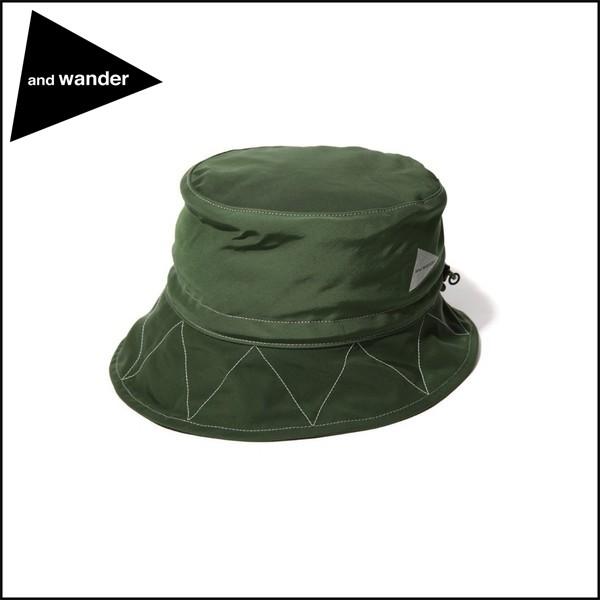 ポイント10% アンドワンダー 60/40 クロスハット 帽子 カーキ and wander 60/...
