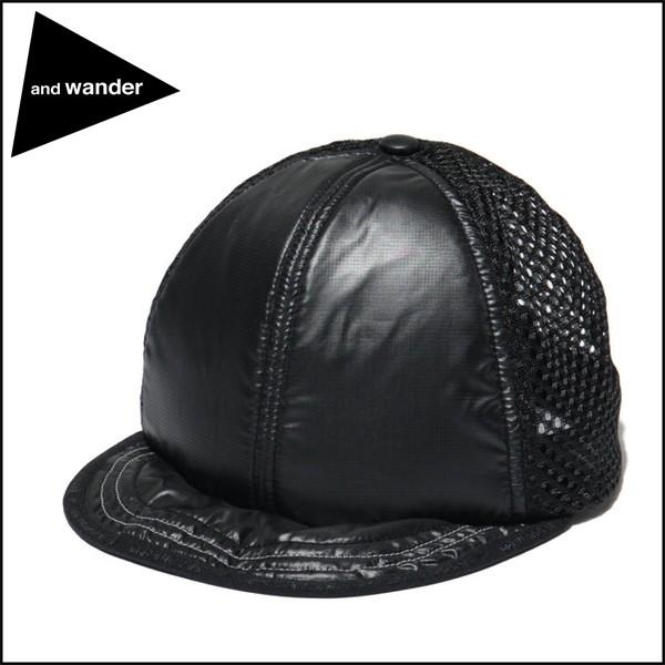ポイント10% アンドワンダー メッシュキャップ 帽子 ブラック and wander mesh c...