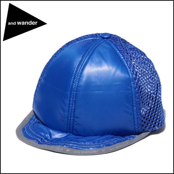 ポイント10% アンドワンダー メッシュキャップ 帽子 ブルー and wander mesh ca...