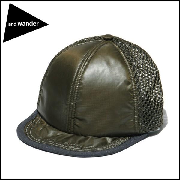 ポイント10% アンドワンダー メッシュキャップ 帽子 カーキ and wander mesh ca...