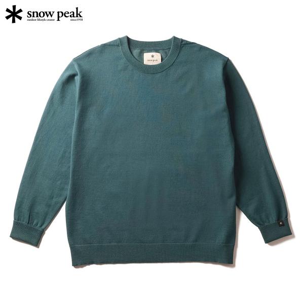 ポイント10% スノーピーク ウォッシャブルウールクルーネックニット グリーン メンズ アウトドア ...
