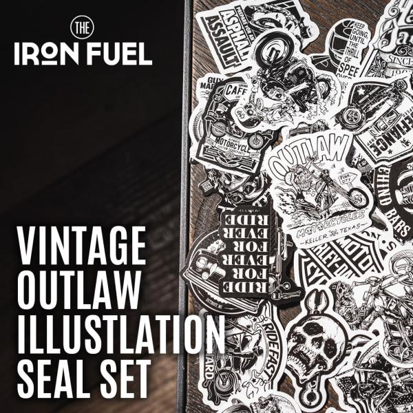 1000ポッキリ送料無料 ヴィンテージ アウトロー イラストレーション シールセット 04｜レトロ ...
