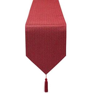 Cleib ヘリンボーン柄 撥水加工 テーブルランナー 約25x230cm ワイン FS006