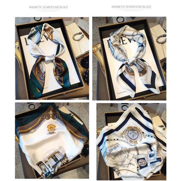 スカーフ　ホワイト　白　グリーン　緑　バンダナ　服飾雑貨