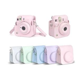 Instax mini 12カメラケース ソフトpuレザー カメラフィルムケース ショルダーストラップ付き｜69x69x