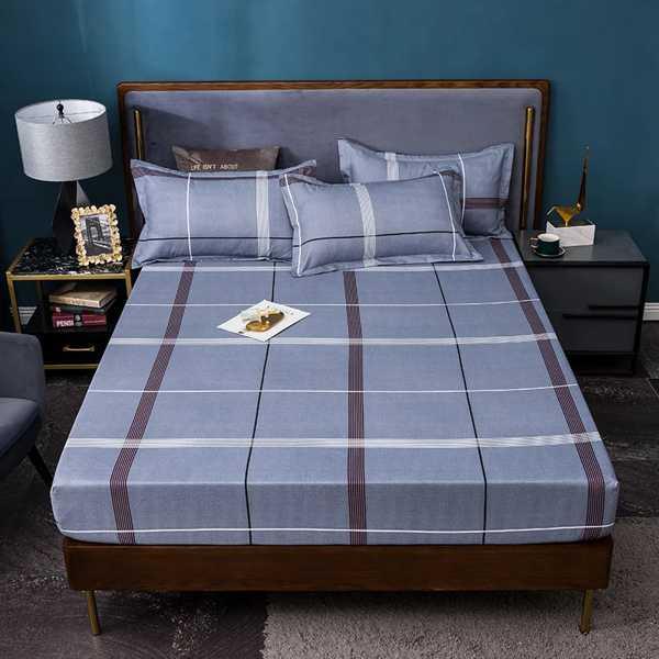 ベッドとマットレス用の伸縮性のあるベッドシーツ クイーンサイズのベッドカバー 枕カバー付きの4つの保...
