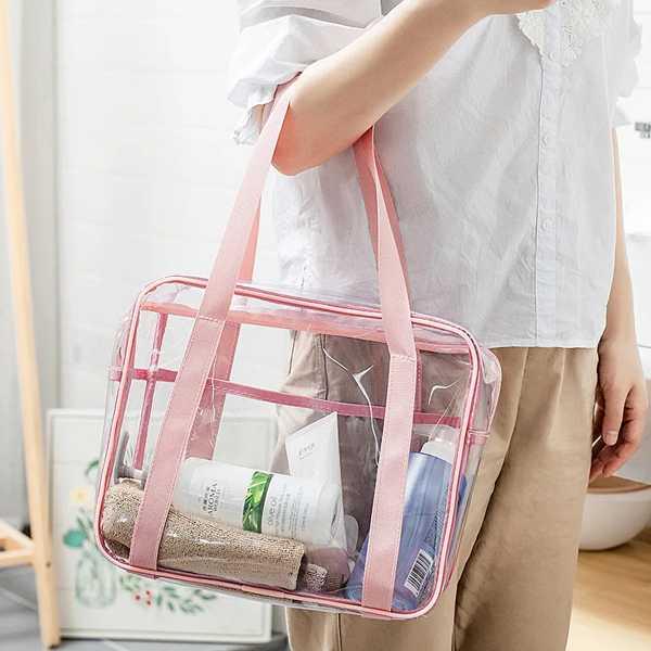 女性用大容量pvcトラベルバッグ 化粧品収納バッグ トイレタリーバッグ