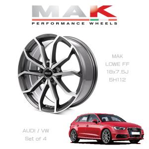 『ホイール4本セット』MAK WHEELS LOWE FF GM 18×7.5J 5H/112 +51 マックホイール レーベFF ガンメタリックミラー  VW/AUDI車専用設計｜6degrees