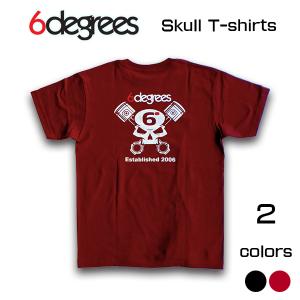 6DEGREES ORIGINAL SKULL T-Shirts(オリジナルTシャツ)BURGUNDY バーガンディー Lサイズ / T-シャツ/バックプリント/アメ車/アメリカン｜6degrees