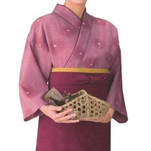 お取り寄せ商品　風香　作務衣　上着　千鳥・ローズ　Ｍ・Ｌ寸