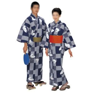 お仕立上り浴衣（男女同柄） 縞・流水桜［プレタ浴衣 日舞 舞踊 盆踊り