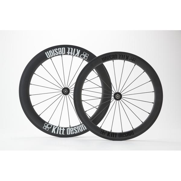 Kitt designkd-CarbonAlu-spoke-Front-Wheelブラックロゴ et...