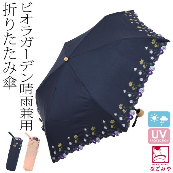 晴雨兼用 日傘 雨傘 because 折りたたみ傘 ビオラガーデン ミニ 47cm 全2色 暑さ 熱...