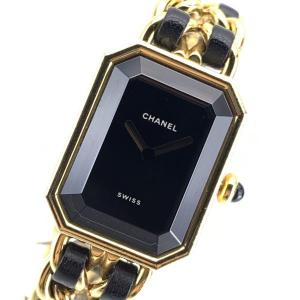 CHANEL シャネル 腕時計 プルミエールMM ゴールドカラー GP/革 金メッキ 黒文字盤 2針 アナログ クオーツ レディース 管理RY21003888｜78kanteinishiki