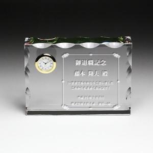 名入れ クリスタル 時計 盾 トロフィー モニュメント 記念品 表彰 お祝い 優勝 卒業 退職 開業 開店 周年 スポーツ 部活 大会 コンテスト 彫刻 スクエアカット大