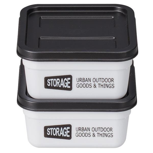 STORAGE コンテナボックス 食材容器 2個セット ホワイト お弁当箱の2段としても可能 ベルト...