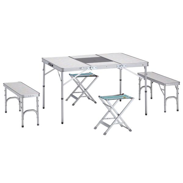 ロゴス BBQベンチテーブルセット6-AF（メイプル）BBQテーブルとベンチ・スツールの6人用セット...