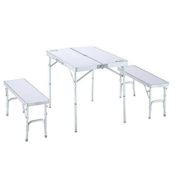 ロゴス ベンチテーブルセット4-N　4人用のテーブル1台とベンチシート2台のセット オールインワン収...