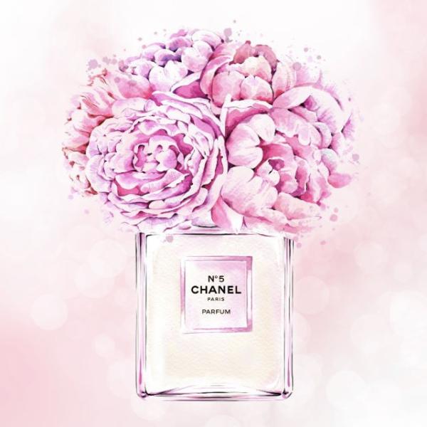 アモアアート AMOUR ART LOVING YOU シャネル(CHANEL)の香水とピンクの花を...