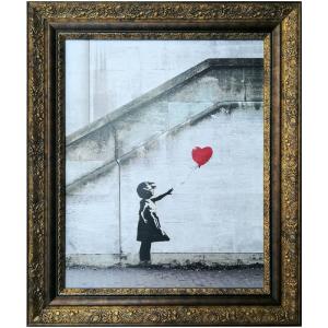 Banksy/バンクシー Love is in the Bin ガールウィズバルーン アート パネル 壁掛けアート 近代アート 木製フレーム ウォールアート インテリア｜7dials