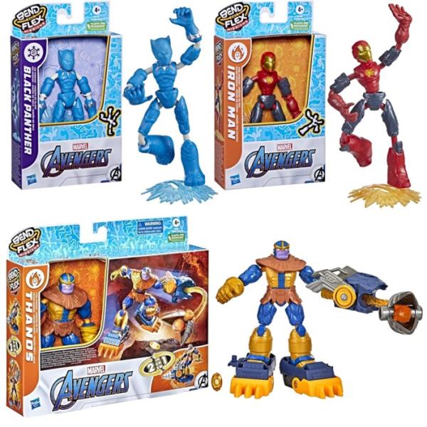 MARVEL マーベル アベンジャーズ ベンドアンドフレックス アイアンマン ブラックパンサー サノ...