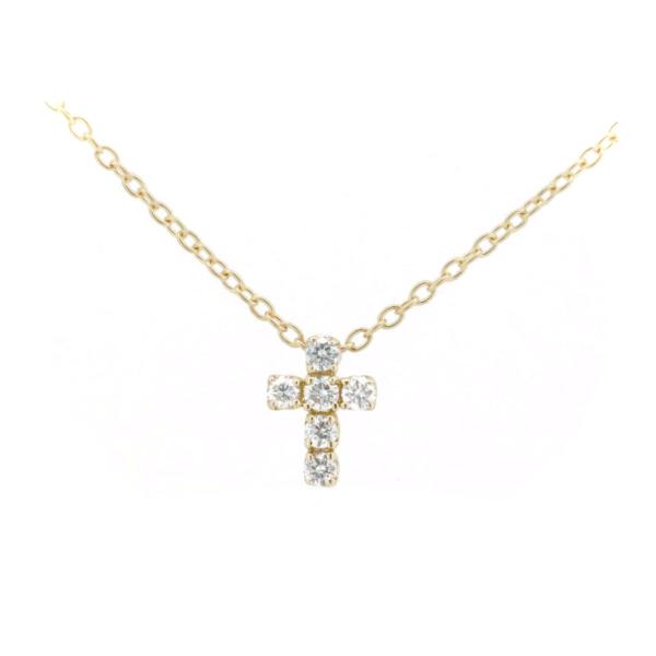 ポンテヴェキオ ダイヤモンド クロス ネックレス 0.12ct K18YG(18金 イエローゴールド...