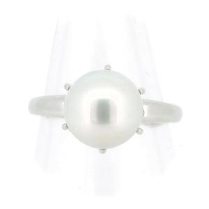 リング 10.5号 黒蝶真珠 14.3mm ダイヤ 0.18ct Pt プラチナ パール  