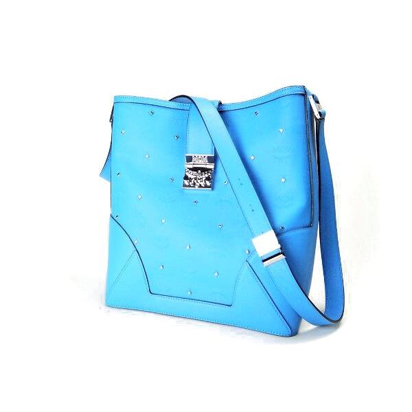 MCM ショルダーバッグ 水色 MWS5SCA02LW001 質屋出品