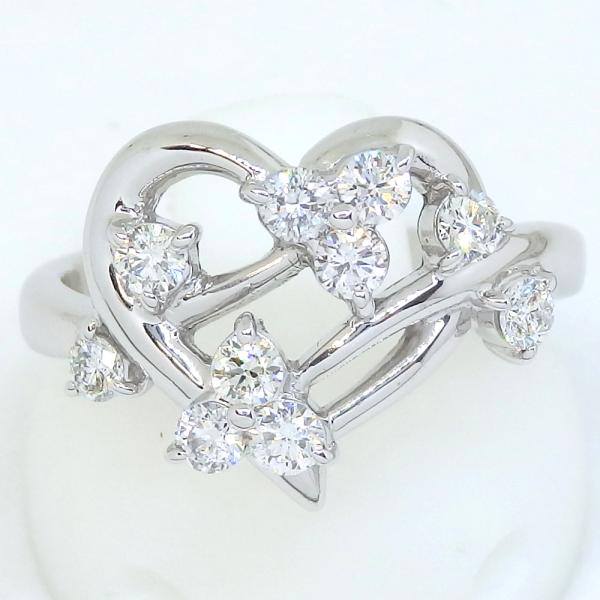 K18WG  ホワイトゴールド 　ダイヤモンド 0.50ct   指輪　ハート　中古　美品　新品仕上...
