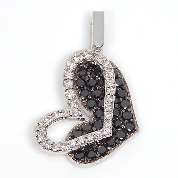 K18WG  ホワイトゴールド　ブラックダイヤ 0.71ct　ダイヤモンド 0.25ct   ペンダ...