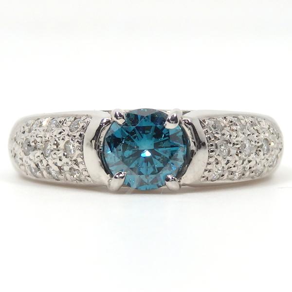 Pt900 プラチナ　ブルーダイヤモンド　0.626ct   ダイヤモンド 0.22ct  指輪　リ...