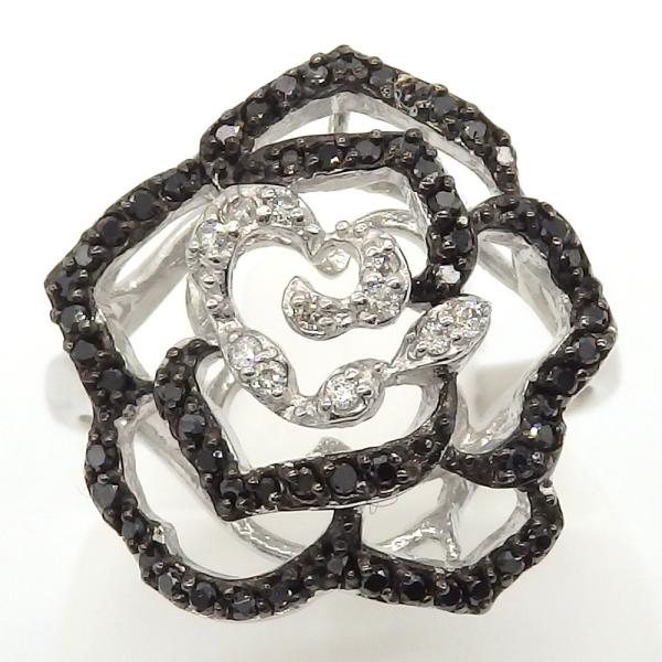 K18WG  ホワイトゴールド　 ブラックダイヤモンド 0.27ct　ダイヤモンド  0.06ct ...