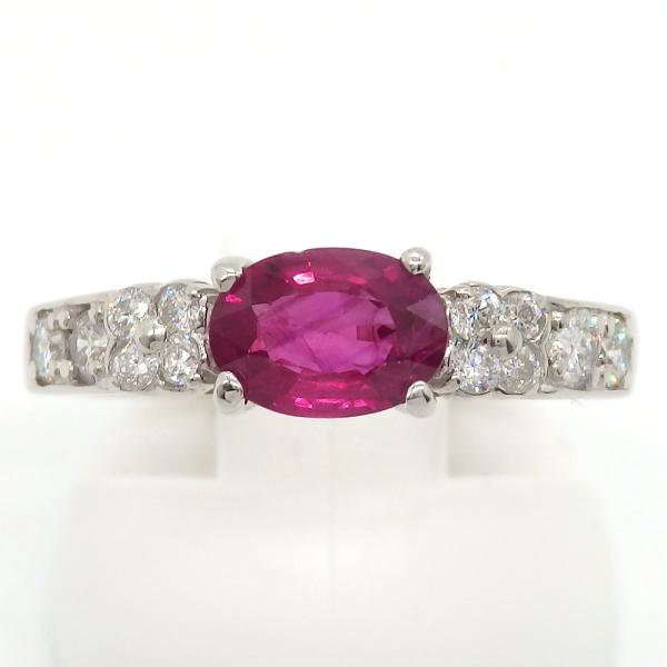 Pt900 プラチナ　ルビー 0.95ct   ダイヤモンド 0.37ct  指輪　鑑別書付　中古　...