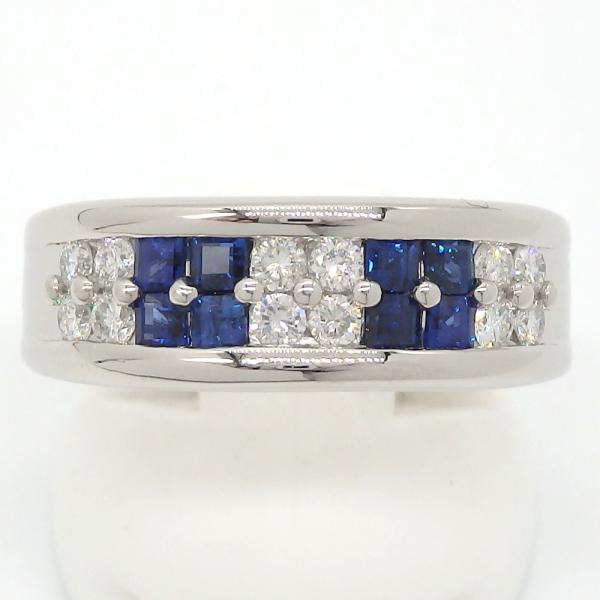 Pt900  プラチナ  サファイア　0.67ct　ダイヤモンド 0.38ct 　指輪　中古　美品　...