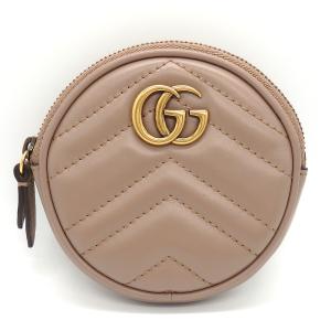 【GUCCI】 グッチ  GGマーモント  コインケース   コインパース   ハート  575160  レザー  ピンクベージュ  ゴールド金具　中古　美品　質屋　財布　