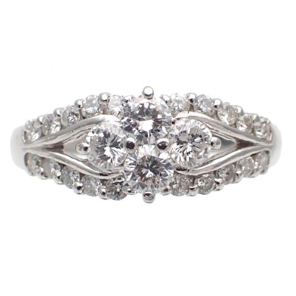 Pt900　プラチナ　ダイヤモンド 0.70ct　指輪　フラワー　中古　美品　新品仕上げ済　リング　...