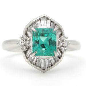 Pt900 プラチナ エメラルド0.54ct ダイヤ0.41ct リング 指輪