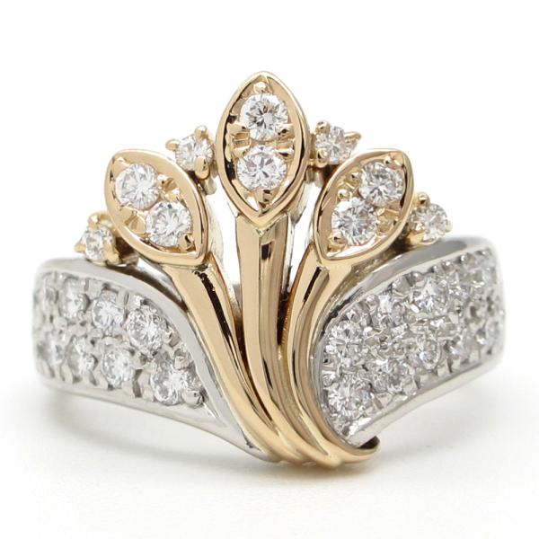 Pt900　プラチナ　K18　ゴールド　コンビ　ダイヤモンド　0.79ct　指輪　中古　ダイヤ　鑑別...