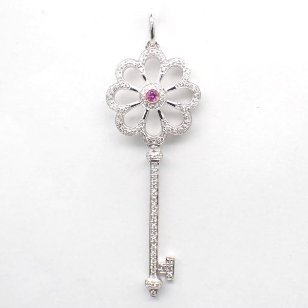 K18WG  ホワイトゴールド　ピンクサファイア 0.05ct　ダイヤモンド   0.30ct　ペン...